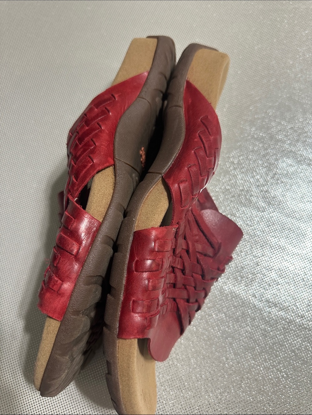 Taos Footwear Red Braided Leather Slide Mules - Picture 4 of 6
